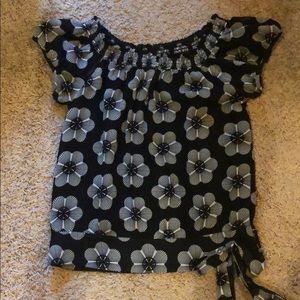 INC black floral print  blouse, size 10